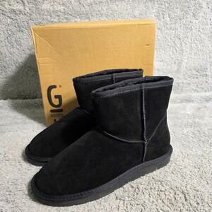 GOOCE Black Suede‎ Sheepskin Short Classic Winter Boots Women's EU 40 US 9 NEW